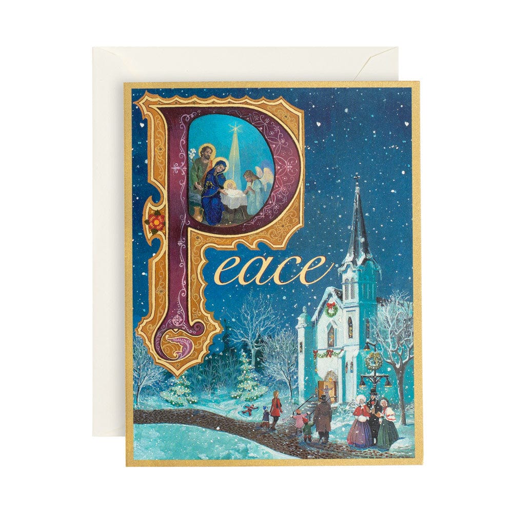 Illuminated Peace Boxed Blank Christmas Cards 16 Cards & 16 Envelope Caspari