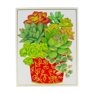 Caspari Succulents In Cachepot Mini Boxed Christmas Cards - 15 Christmas Cards & 15 Envelopes 100017