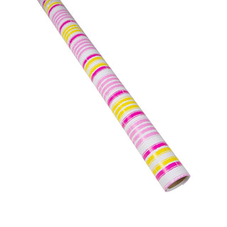 Caspari Bamboo Stripe Pink And Yellow Gift Wrapping Paper - 30" x 8' Roll 10050RC