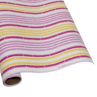 Caspari Bamboo Stripe Pink And Yellow Gift Wrapping Paper - 30" x 8' Roll 10050RC