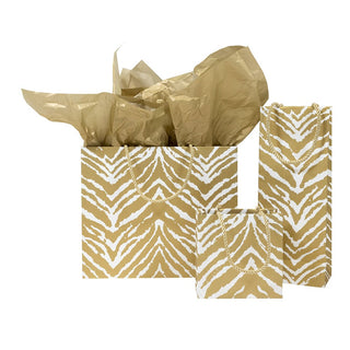 Caspari Go Wild Gold & White Large Gift Bag - 1 Each 10052B3