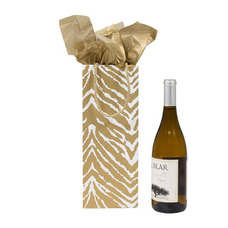 Caspari Go Wild Gold & White Wine & Bottle Gift Bag - 1 Each 10052B4