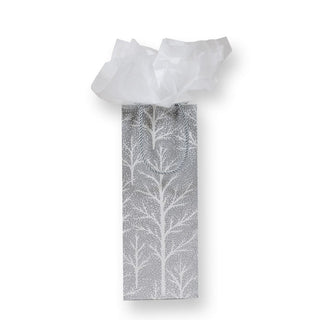 Caspari Winter Trees Silver Wine & Bottle Gift Bag - 1 Each 10054B4