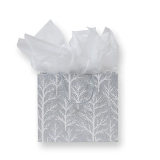 Caspari Winter Trees Silver Large Gift Bag - 1 Each 10054B3