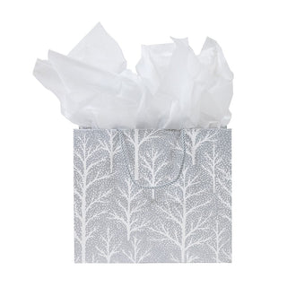 Caspari Winter Trees Silver Large Gift Bag - 1 Each 10054B3