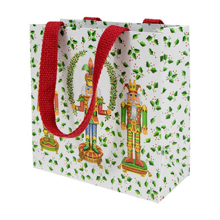 Caspari Nutcracker Christmas White Small Square Gift Bag - 1 Each 10056B1.5