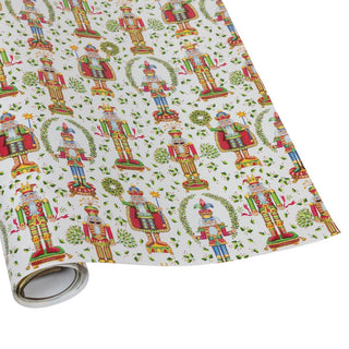 Caspari Nutcracker Christmas White Gift Wrap - One 30" x 8' Roll 10056RC