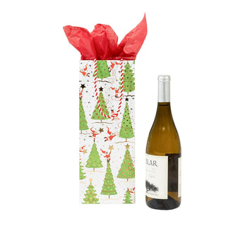 Caspari Twirling Santas Wine & Bottle Gift Bag - 1 Each 10060B4