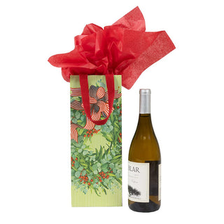 Caspari Ribbon Stripe Wreath Wine & Bottle Gift Bag - 1 Each 10063B4