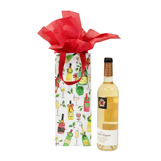 Caspari Tipsy And Toasty Wine & Bottle Gift Bag - 1 Each 10064B4