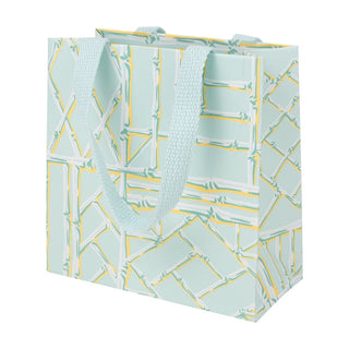 Caspari Bamboo Screen in Robin's Egg Small Square Gift Bags - One Gift Bag Included 10083B1.5