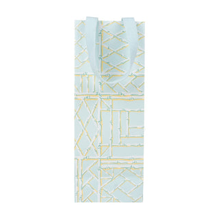 Caspari Bamboo Screen in Robin's Egg Wine & Bottle Gift Bags - One Gift Bag Included 10083B4