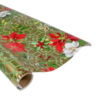 Caspari Christmas Garden Gold Gift Wrap - One 30" X 8' Roll 100910RC