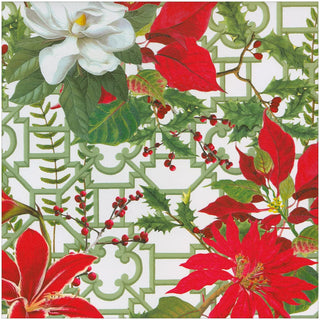 Caspari Christmas Garden White Gift Wrap - One 30" X 8' Roll 10091RC