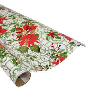 Caspari Christmas Garden White Gift Wrap - One 30" X 8' Roll 10091RC