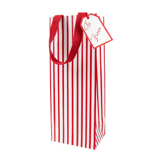 Caspari Stripes For Days Red & White Wine & Bottle Gift Bags - 1 Each 10092B4