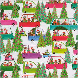 Caspari Christmas Tree Shopping Gift Wrap - One 30" X 8' Roll 10109RC