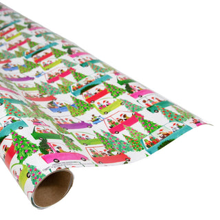 Caspari Christmas Tree Shopping Gift Wrap - One 30" X 8' Roll 10109RC