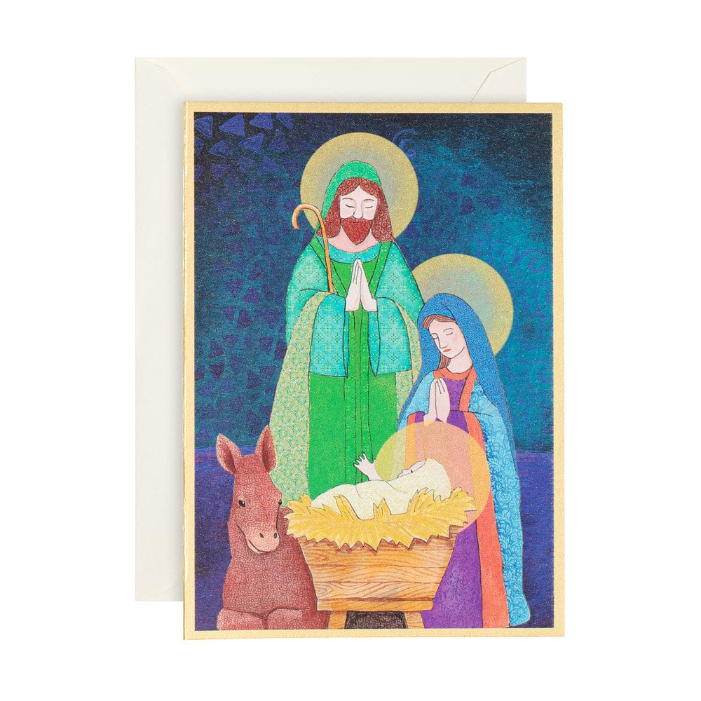 Caspari Nativity Small Boxed Christmas Cards 16 Cards & 16 Envelopes Caspari