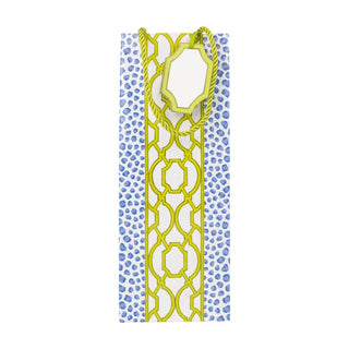 Caspari Knots And Spots Blue & Green Wine & Bottle Gift Bags - One Gift Bag Included 10117B4