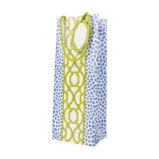 Caspari Knots And Spots Blue & Green Wine & Bottle Gift Bags - One Gift Bag Included 10117B4