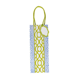 Caspari Knots And Spots Blue & Green Wine & Bottle Gift Bags - One Gift Bag Included 10117B4