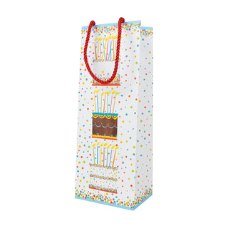 Caspari Birthday Cake Wine & Bottle Gift Bags - One Gift Bag Included 10118B4