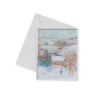 Caspari Church In Snow Mini Boxed Christmas Cards - 15 Cards and 15 Envelopes 102012