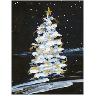 Personalization by Caspari Snowy Tree In The Night Personalized Christmas Cards 103222PG
