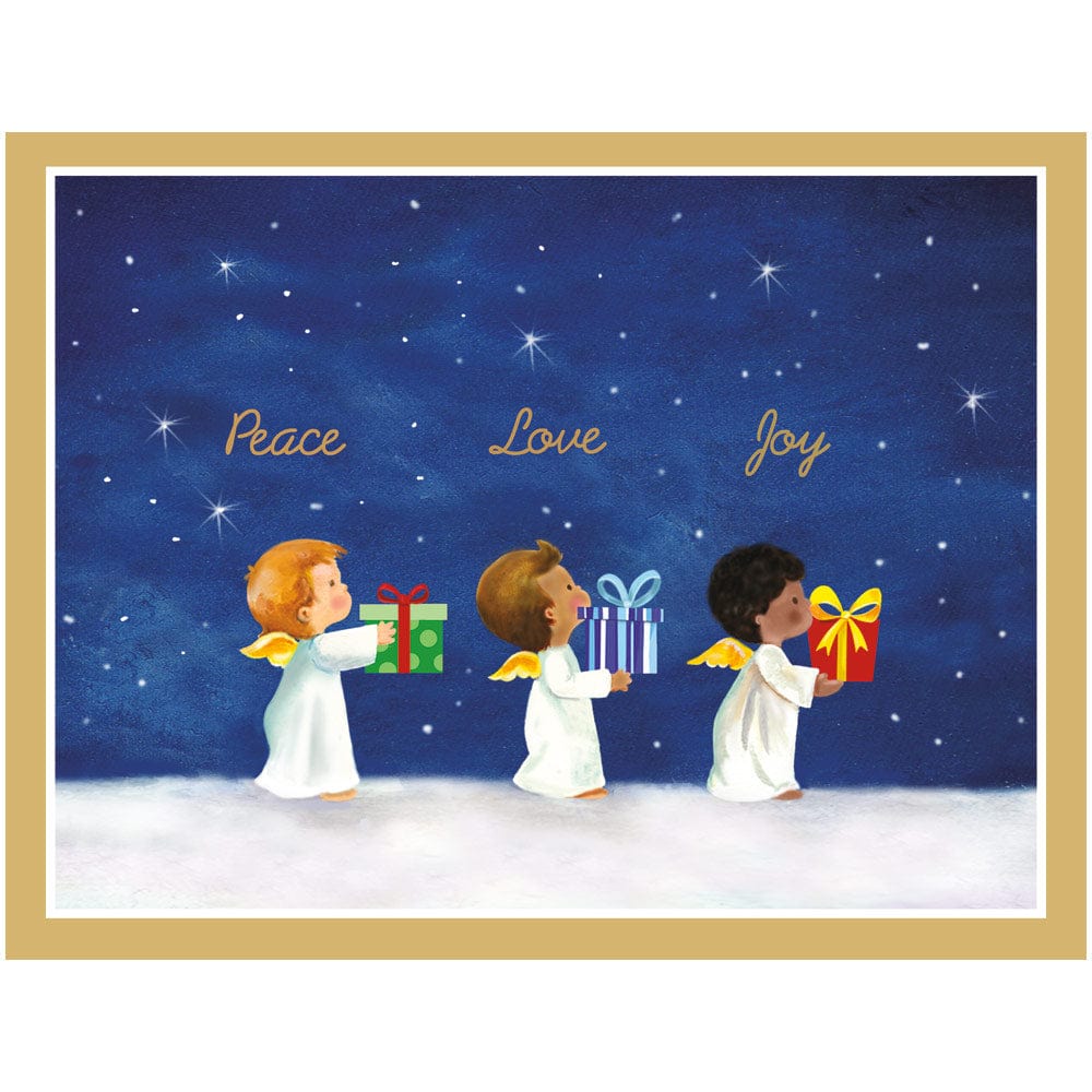 Baby Angels Bearing Gifts Personalized Christmas Cards Caspari