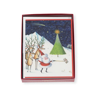 Caspari Santa's Selfies Boxed Christmas Cards - 15 Christmas Cards & 15 Envelopes 103225