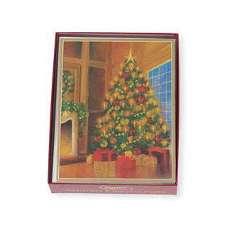 Caspari Candlelit Christmas Tree Large Boxed Christmas Cards - 15 Christmas Cards & 15 Envelopes 103303