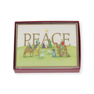 Caspari Peace Nativity Scene Large Boxed Christmas Cards - 15 Christmas Cards & 15 Envelopes 103306