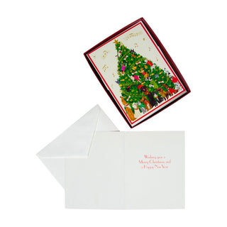 Caspari Dogs And Cats Christmas Tree Large Boxed Christmas Cards - 15 Christmas Cards & 15 Envelopes 103312