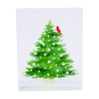 Caspari Snowy Tree With Cardinal Boxed Christmas Cards - 15 Christmas Cards & 15 Envelopes 104016