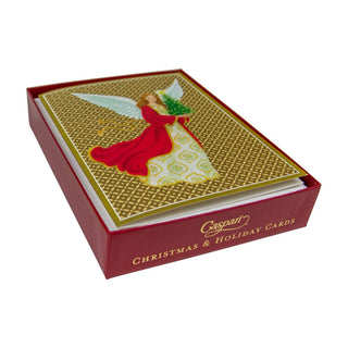 Personalization by Caspari Angel With Christmas Tree Personalized Christmas Cards 104205PG