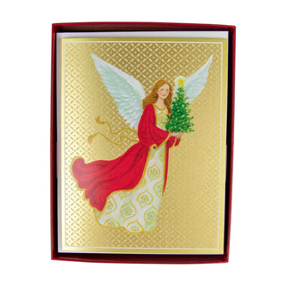 Personalization by Caspari Angel With Christmas Tree Personalized Christmas Cards 104205PG