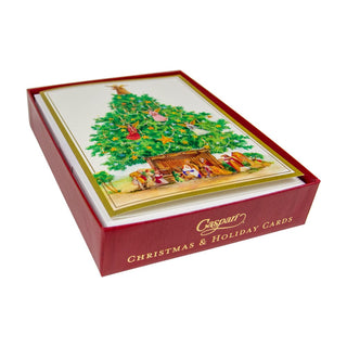 Personalization by Caspari Angel Tree With Creche Personalized Christmas Cards 104207PG