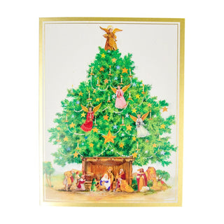 Personalization by Caspari Angel Tree With Creche Personalized Christmas Cards 104207PG