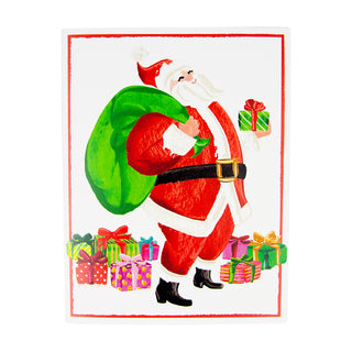 Caspari Smiling Santa Boxed Christmas Cards - 15 Christmas Cards & 15 Envelopes 104219