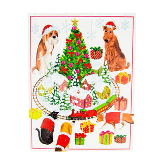 Caspari Pets With Model Train Boxed Christmas Cards - 15 Christmas Cards & 15 Envelopes 104220