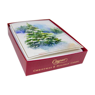 Personalization by Caspari Evergreens In Snowy Field Large Personalized Christmas Cards 104302PG