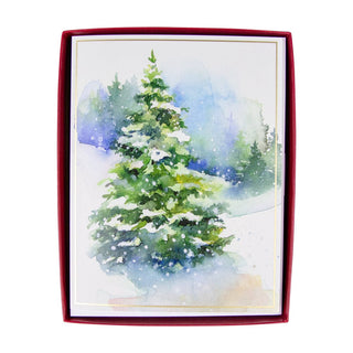 Personalization by Caspari Evergreens In Snowy Field Large Personalized Christmas Cards 104302PG