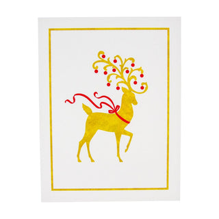 Caspari Reindeer Embossed Boxed Christmas Cards - 10 Christmas Cards & 10 Envelopes 104309