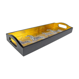 Caspari Zebras Gold Lacquer Trays - 1 Each 12181LQBAR