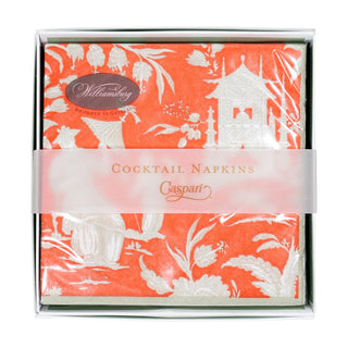 Caspari Silk Road Toile Mandarin Boxed Cocktail Napkins - 40 Per Box 12474B