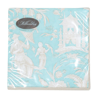 Caspari Silk Road Toile Robin's Egg Cocktail Napkins - 20 Per Package 12475C