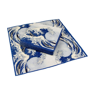 Caspari The Great Wave Paper Cocktail Napkins in Blue - 20 Per Package 14230C