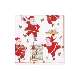 Caspari Cocktails with Santas Paper Cocktail Napkins - 20 Per Package 16671C