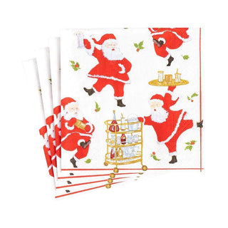 Caspari Cocktails with Santas Paper Cocktail Napkins - 20 Per Package 16671C